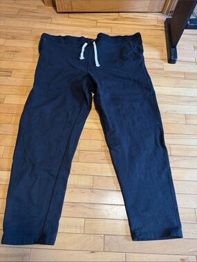 Men's Black Drawstring Joggers with White Cord